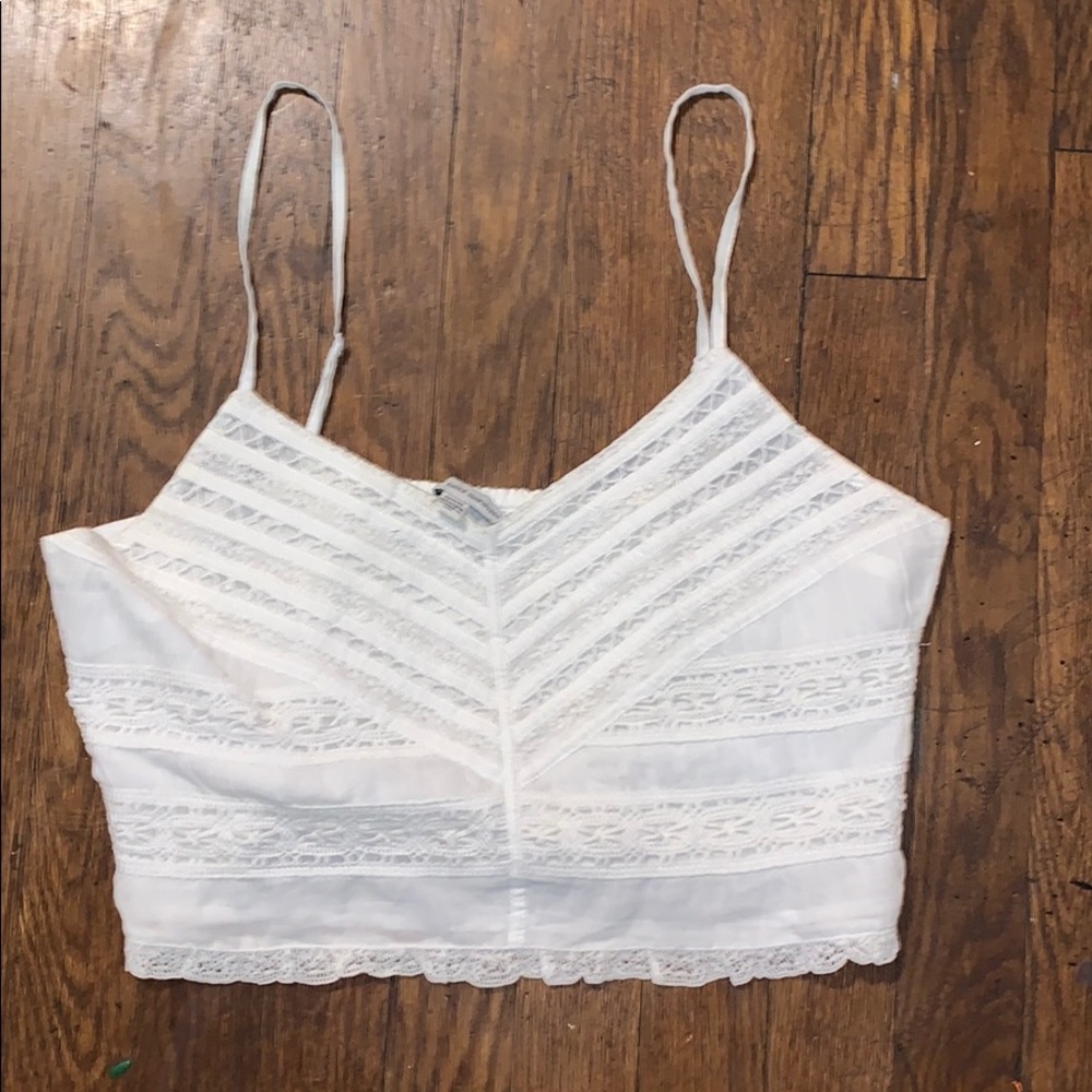 white lacey tank from American eagle